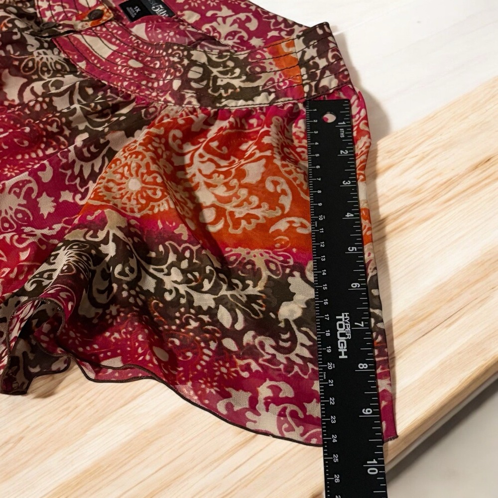 Fairycore East 5th Woman Blouse Orange Pink Elastic Waist Boho Peasant Top 1X - Picture 6 of 11